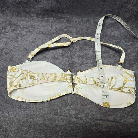 Spiegel White w. Gold Floral Design 2 Piece Strapless Bikini Swim Suit Set - Picture 7 of 10